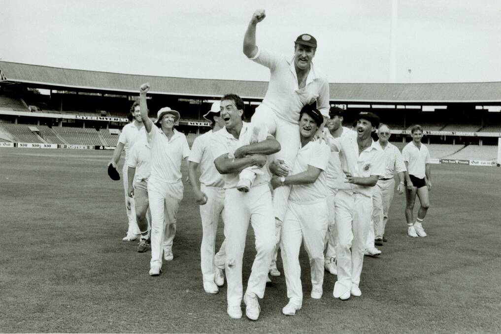 Purtell is chaired off the MCG after captaining Albury and Border to the 1990 provincial title.
