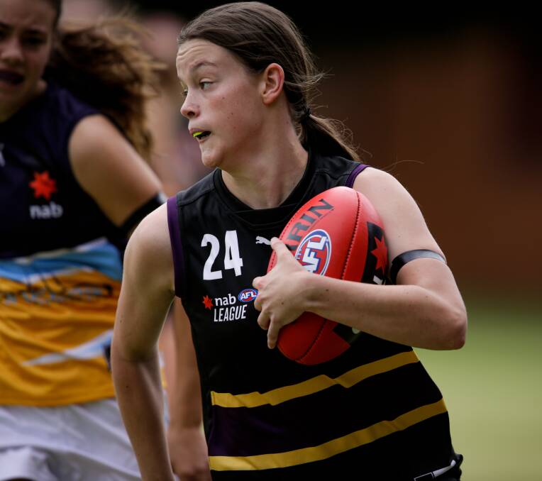 Madison Gray in action for the Murray Bushrangers. Picture: JAMES WILTSHIRE