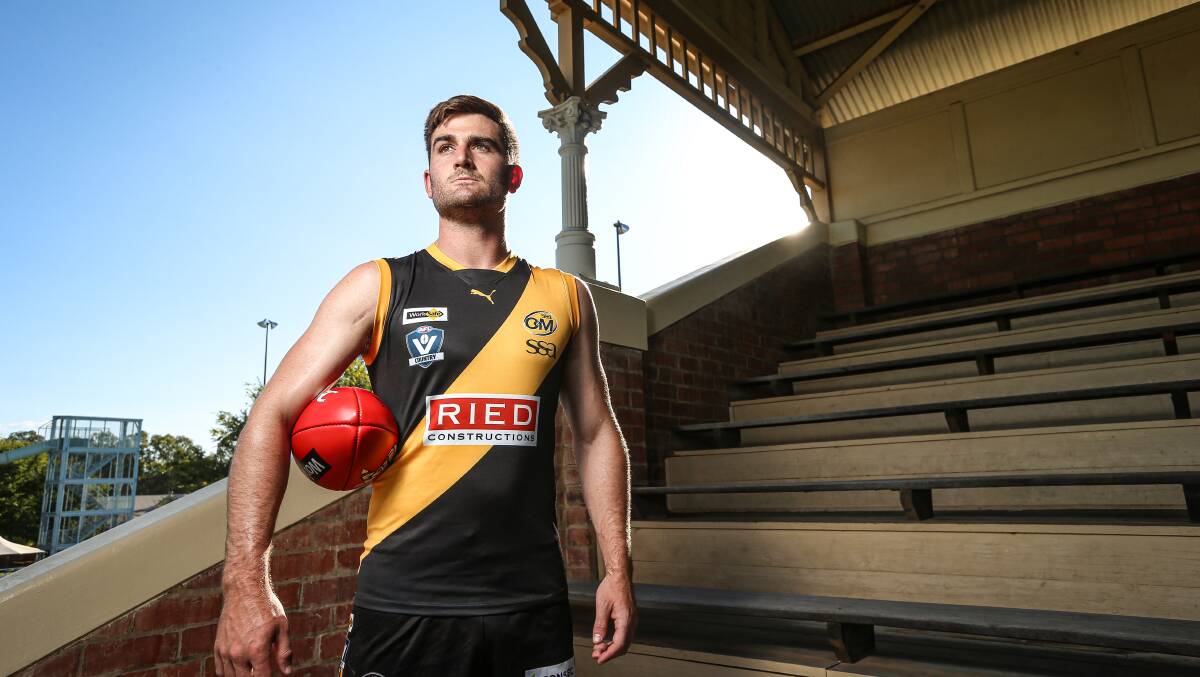 BACK ON THE BORDER: Albury co-coach Anthony Miles will line up for his first Ovens and Murray match since 2010 when the Tigers take on Yarrawonga on Saturday. Picture: JAMES WILTSHIRE