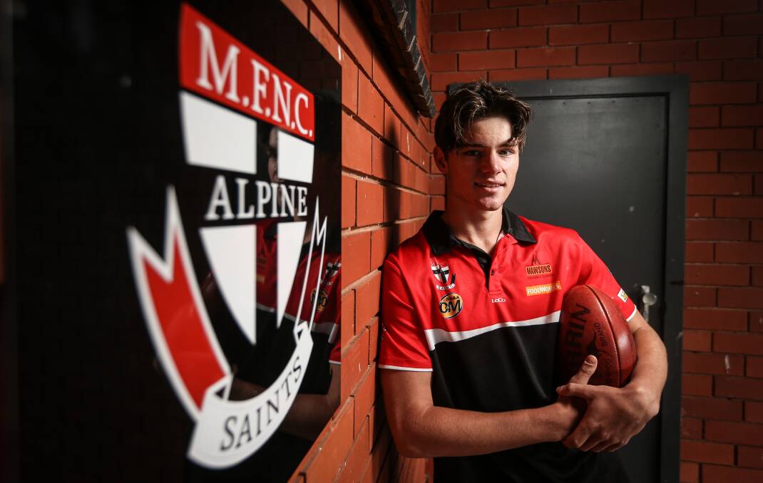 DREAMING BIG: Myrtleford's Dominic Bedendo hopes he has done enough during the COVID-affected 2020 season to be drafted by an AFL club on Wednesday night. Like many Victorians, Bedendo didn't get the chance to play a competitive game in his draft year. Picture: JAMES WILTSHIRE