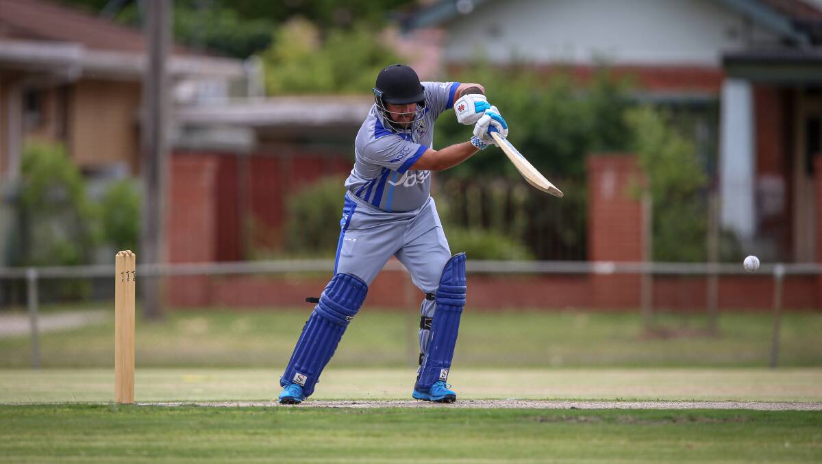 Albury opener Alex Popko made a quickfire 15 at Billson Park on Saturday. The home team were led to victory by Ross Dixon who took five wickets. Pictures: JAMES WILTSHIRE