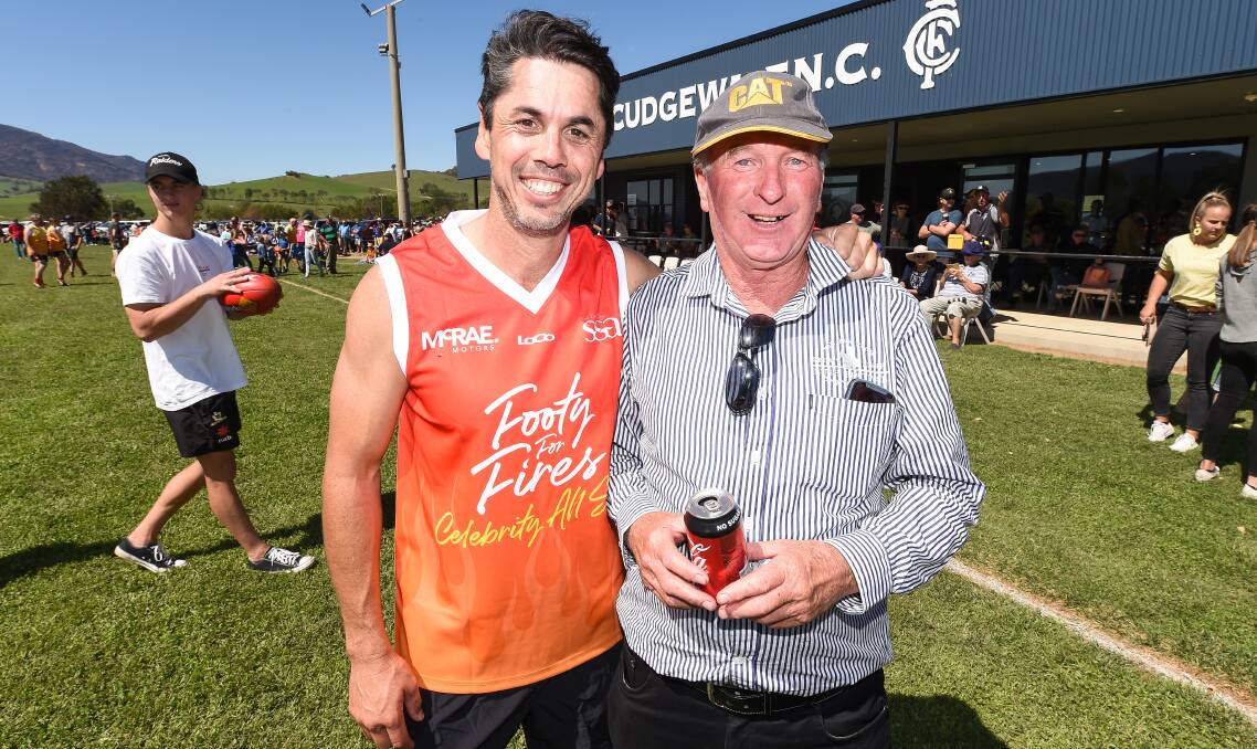 Ben Hollands (left) has concerns about the future of country football. He was instrumental in the Footy For Fires day at Cudgewa earlier this year.
