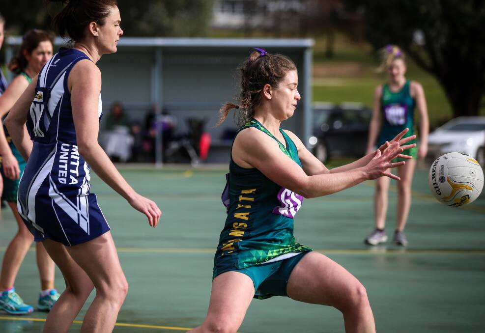 ON FIRE: Tallangatta's Emily Rodd fired 26 goals in her team's comfortable win over Mitta United on Saturday. Picture: JAMES WILTSHIRE