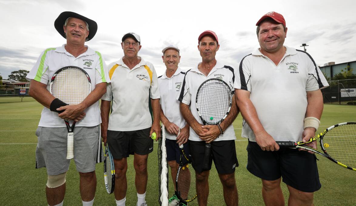 READY TO ROLL: Graeme Barned, Ken Wurtz, Terry McLean, Cam Scholz and Michael Reid will play for Albury Crocs. Picture: JAMES WILTSHIRE
