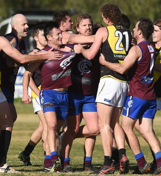 Tensions spill over between Osborne and Culcairn earlier this season. The Tigers won both meetings during the home and away series.