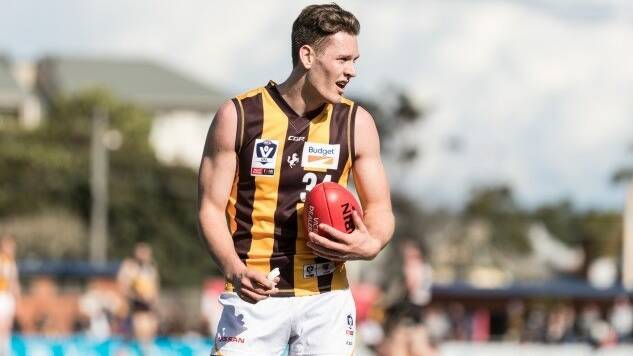 Jacob Koschitzke was unstoppable with six goals for Hawthorn against North Melbourne on Saturday. He has thrived since moving into attack. Picture: AFL MEDIA