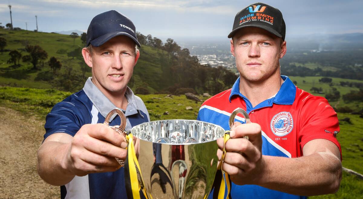 Cudgewa's Brayden Carey and Bullioh's Hamish Clark are expecting a tight Upper Murray league grand final. Picture: JAMES WILTSHIRE
