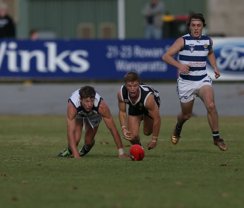 Pigeon Mark Whiley (left) believes Yarrawonga has the talent to climb back up the ladder.