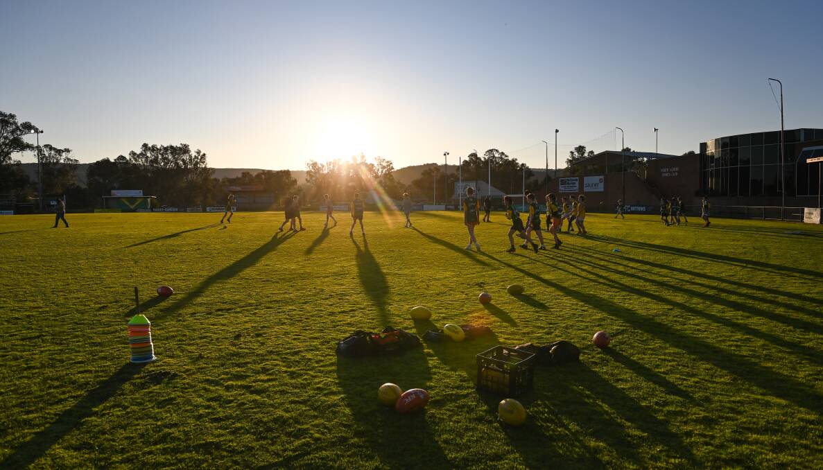 North Albiury's juniors go through their paces on Thursday. Picture: MARK JESSER