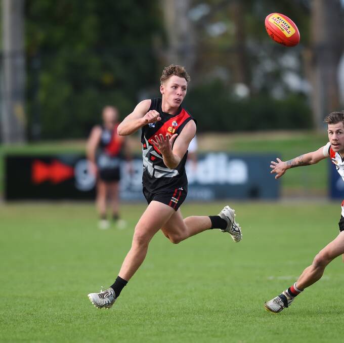 Youngster Clay Cambridge-Dillon kicked a goal for the Bombers in their victory over Wodonga Saints. Pictures: MARK JESSER