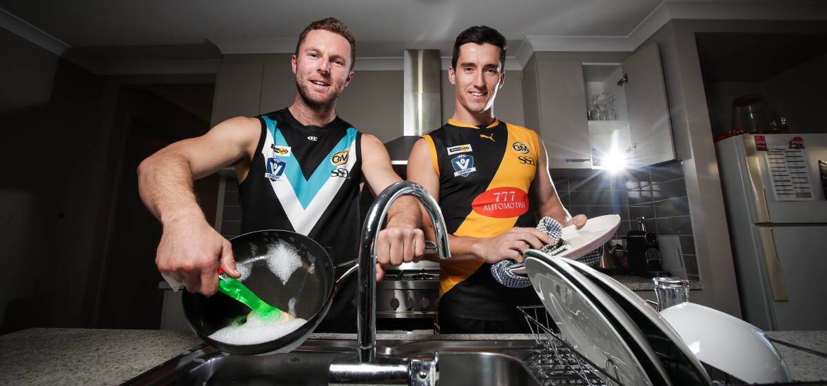 House mates Alex Rowe and Andrew Mackinlay could play on each other at Albury Sportsground on Saturday. Picture: JAMES WILTSHIRE