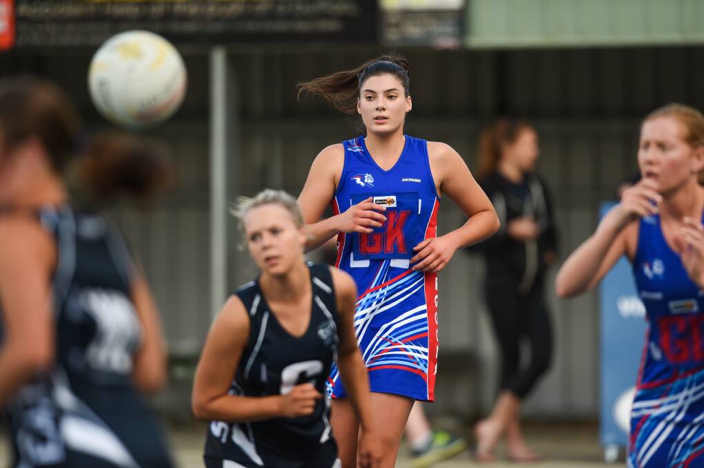 LEAPS AND BOUNDS: Thurgoona young gun Julia Farrah has stepped up into A-grade after playing in the under 18s premiership last season. Picture: MARK JESSER