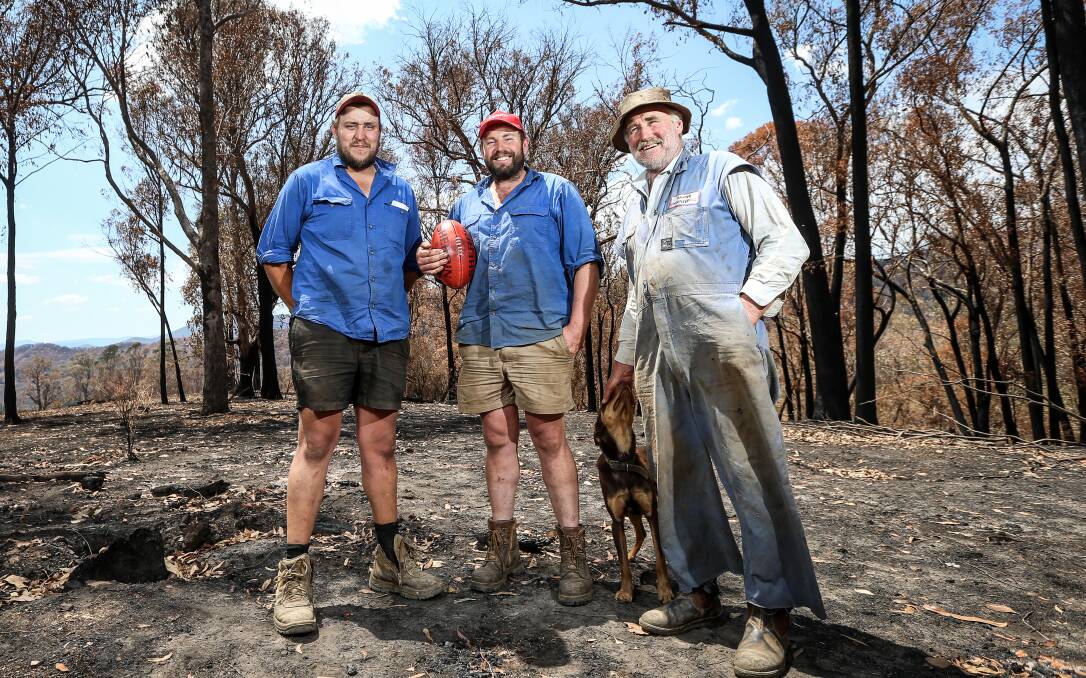 UP FOR THE FIGHT: Thomas, Evan and Gordon Nicholas at their Biggara property. Pictures: JAMES WILTSHIRE