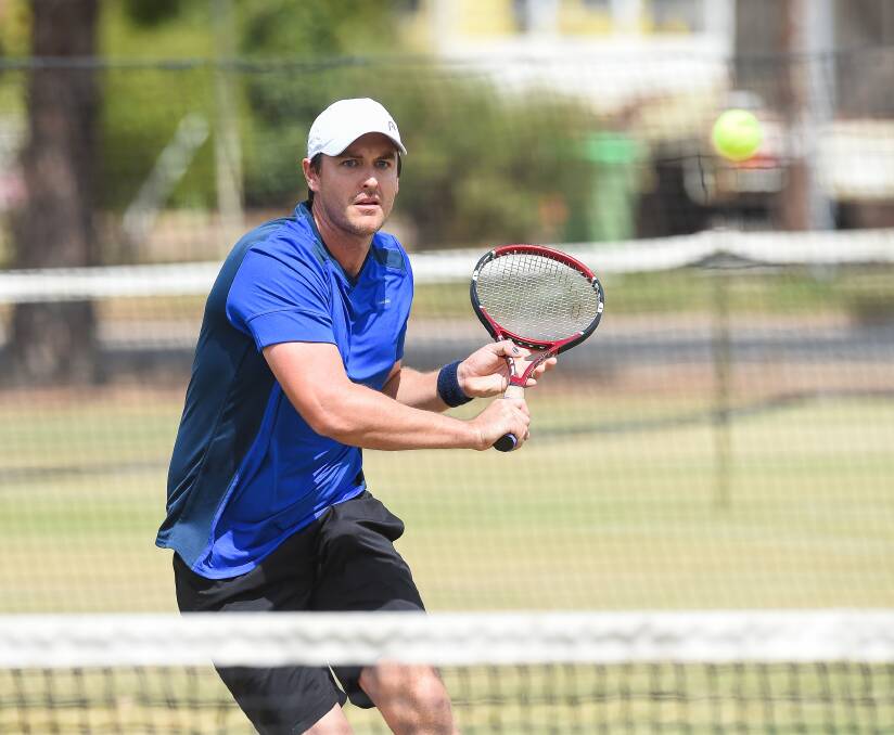 An injured Mark Shanahan came up short against Jade Culph in Monday's final at Wodonga Tennis Centre. Picture: MARK JESSER