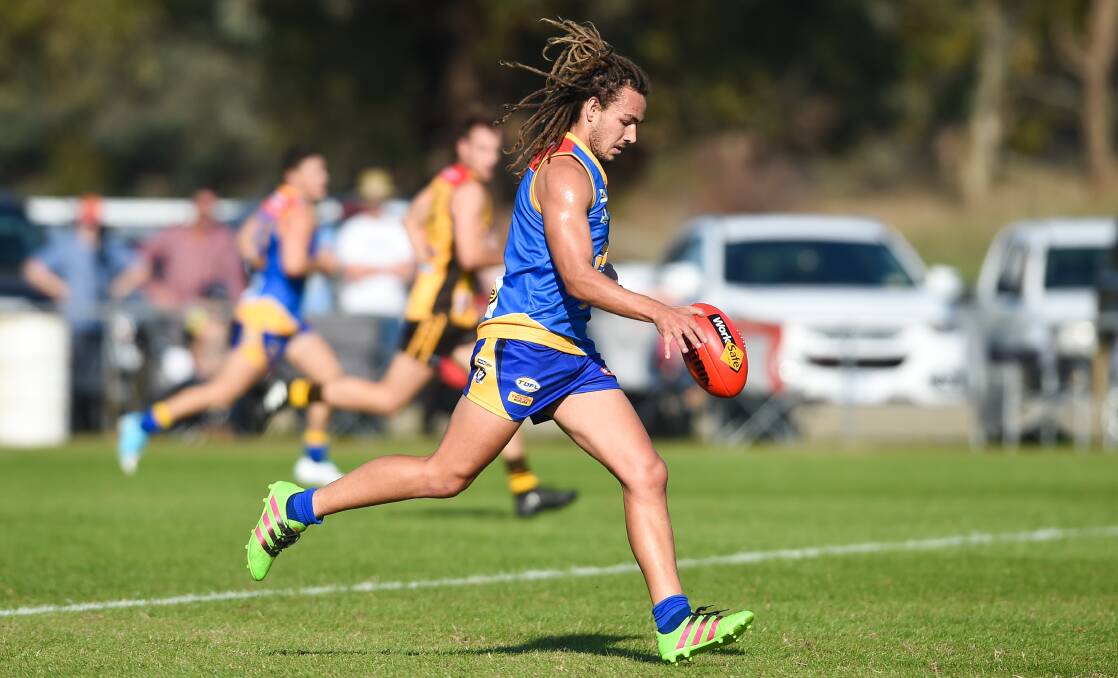 GOING FORWARD: Midfielder Lee Dale was clearly Tallangatta's best player at Sandy Creek on Saturday.