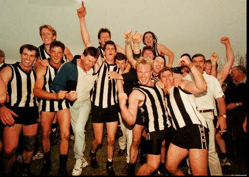 SWEET SUCCESS: The all-conquering Magpies celebrate winning the 1997 grand final against Cudgewa.
