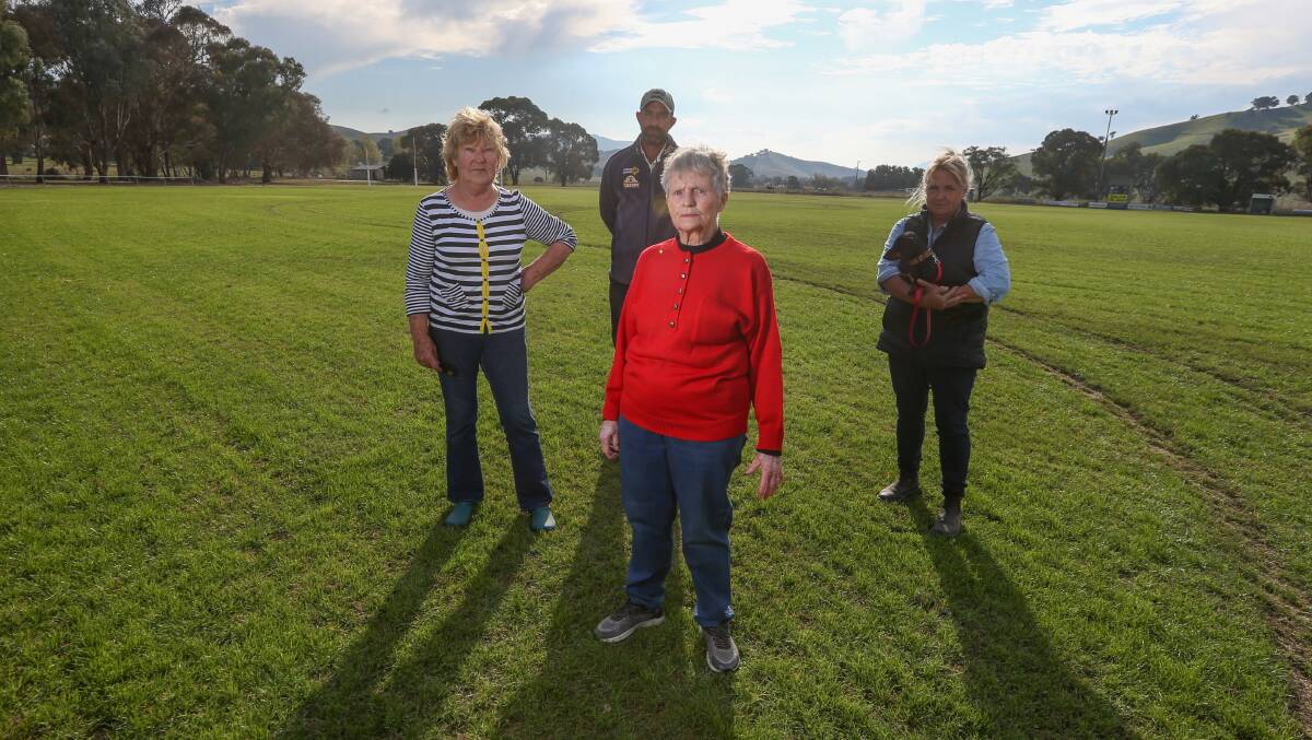 Long-time Bullioh members Lois Nankervis, Clint Ried, Margaret Gigliotti and Emma Nankervis are disappointed their facilities were targeted at the weekend. Six dead animals were found at the ground. Picture: TARA TREWHELLA
