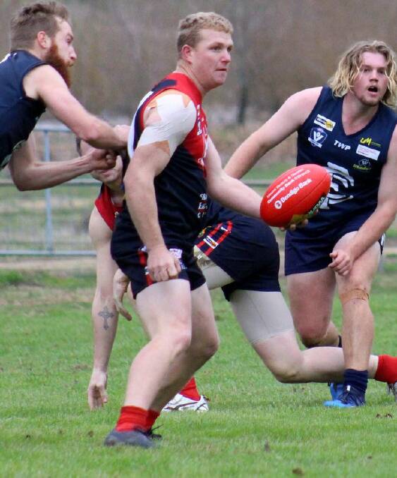 BACK IN TOWN: Demon forward Jarrod Williams proved a handful for the Cudgewa defence with two goals. Pictures: DEB HARRAP