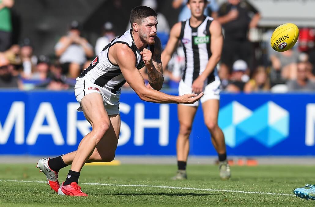 Jack Crisp in action for Collingwood at Wangaratta.