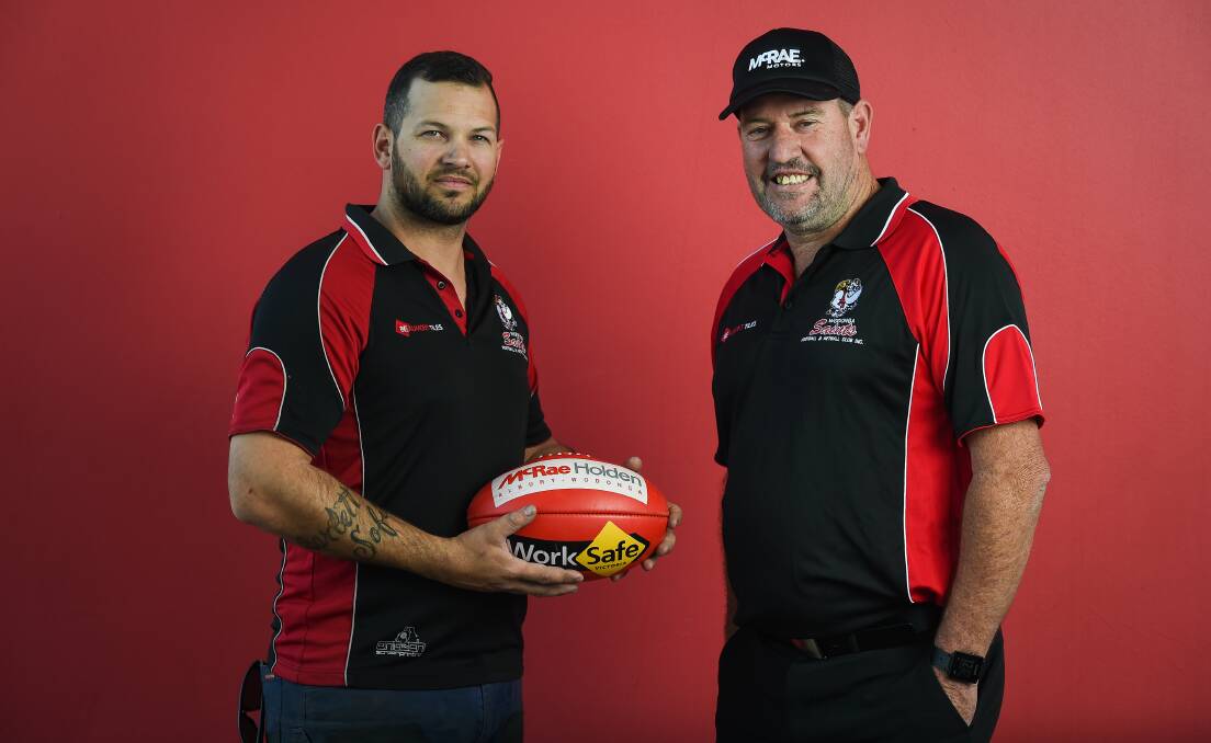 CHANGING DIRECTION: Assistant-coach Mark Fabris and new Wodonga Saints coach Gerard Midson. Picture: MARK JESSER