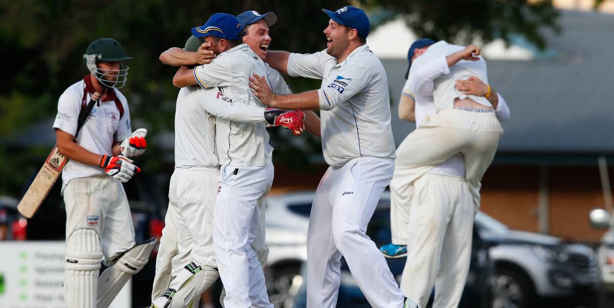 HAPPY DAYS: Belvoir celebrate a wicket during last season's grand final against Wodonga at Les Cheesley Oval. The Eagles tasted success and are hungry for more when the CAW season starts on October 8.
