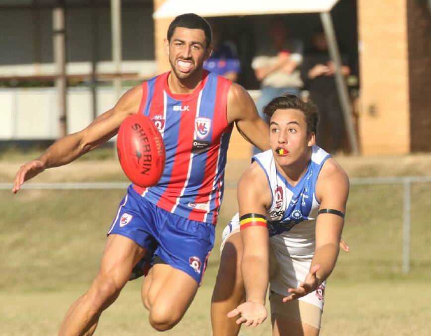 Young forward Sam Stubbs in action for Mt Gravatt this year.
He kicked 57 goals to finish nine behind former
Brisbane Lions player Bryce Retzlaff.
