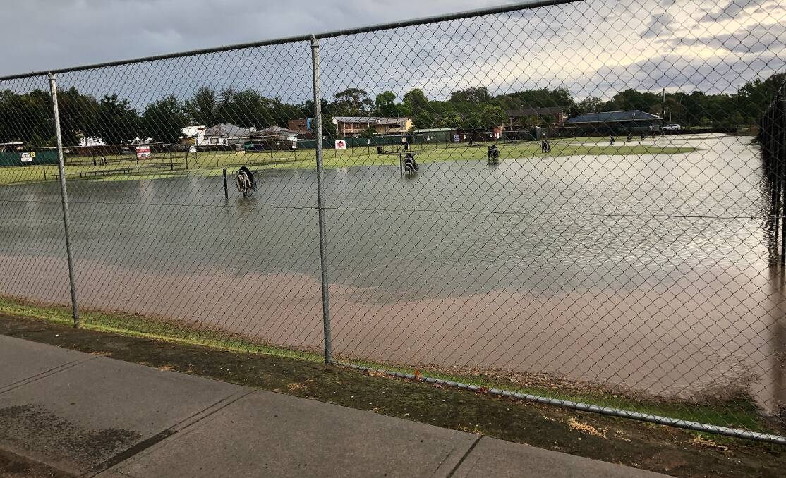 The Albury Grasscourts were left underwater after a storm on Thursday afternoon. Picture: ASHLEY WURTZ