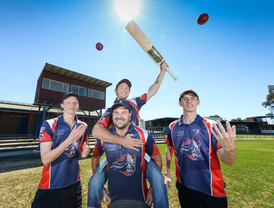 THE DROUGHT IS OVER: Raiders' Nick Bracher, Mil Talbot, Greg Roberts and Josh Barrett believe the wheel has turned at Birallee Park after breaking a 44-match losing streak. Picture: MARK JESSER