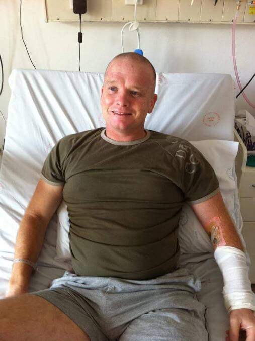 BACK ON TRACK: Greg Waters had returned to good health after being diagnosed with a rare type of leukemia in 2011. He is pictured during treatment at the Mater Hospital. 