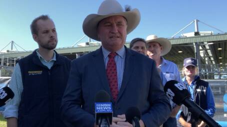'AWARE': Barnaby Joyce at a media conference in Singleton on Wednesday.
