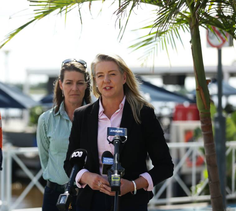 Seeking change: Nationals Senate leader Bridget McKenzie and Nationals NSW senator Perin Davey in Newcastle on Monday. Picture: Jonathan Carroll 