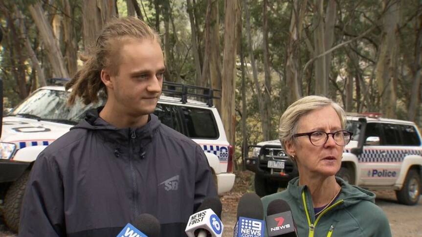 Awful situation: Nathan Salvado and Maria Bohan speak to the media after their relatives missing on Mount Buffalo.