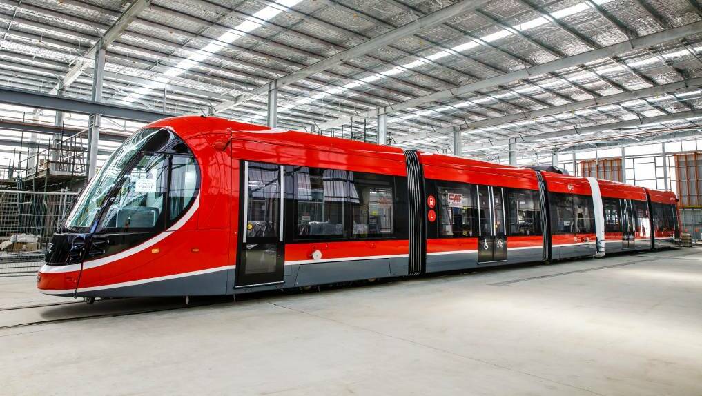Model for the Border: A Canberra tram. Albury election candidate Andrew Boyd Barber says the Twin Cities should use the capital's adoption of light rail as a model for action to link Thurgoona and White Box Rise. Picture: CANBERRA TIMES