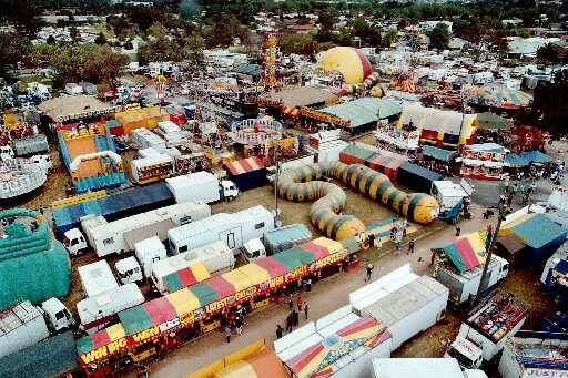Flashback: A view of how Albury Showground looked in 1998 for the annual show. Note the inflatable worm attraction for children.