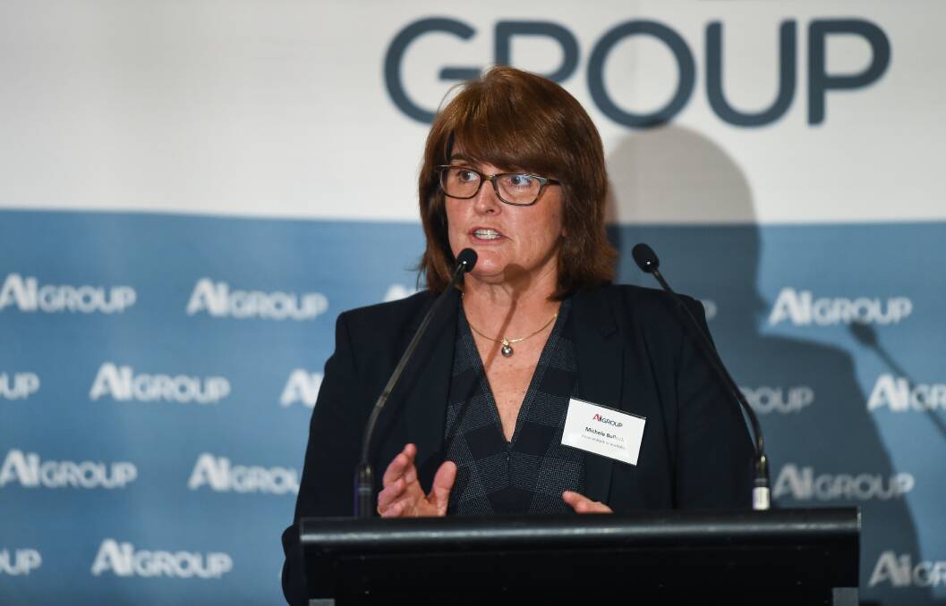 Putting her views: Reserve Bank assistant governor Michelle Bullock speaks to guests at a luncheon hosted by the Ai Group at Albury's Commercial Club on Monday. Picture: MARK JESSER