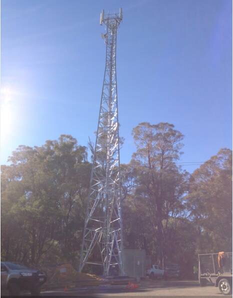 Operational: A photograph supplied by Telstra showing the new mobile phone tower covering Lockharts Gap Road.