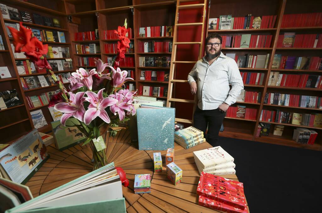 Book lover: Jason Roche in the store he has opened as part of the shopping complex under Albury's Volt Lane car park.