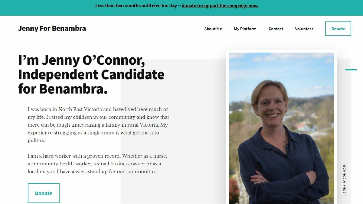 Online shout out: Indigo mayor proclaims her candidacy through website jennyforbenambra.com. 