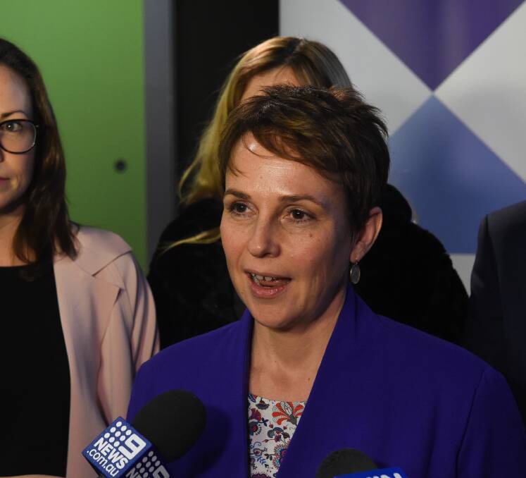 Not impressed: Small Business Minister Jaala Pulford dismissed questions about masks and business in Wodonga, labelling them "dumb" and "pretty weird".