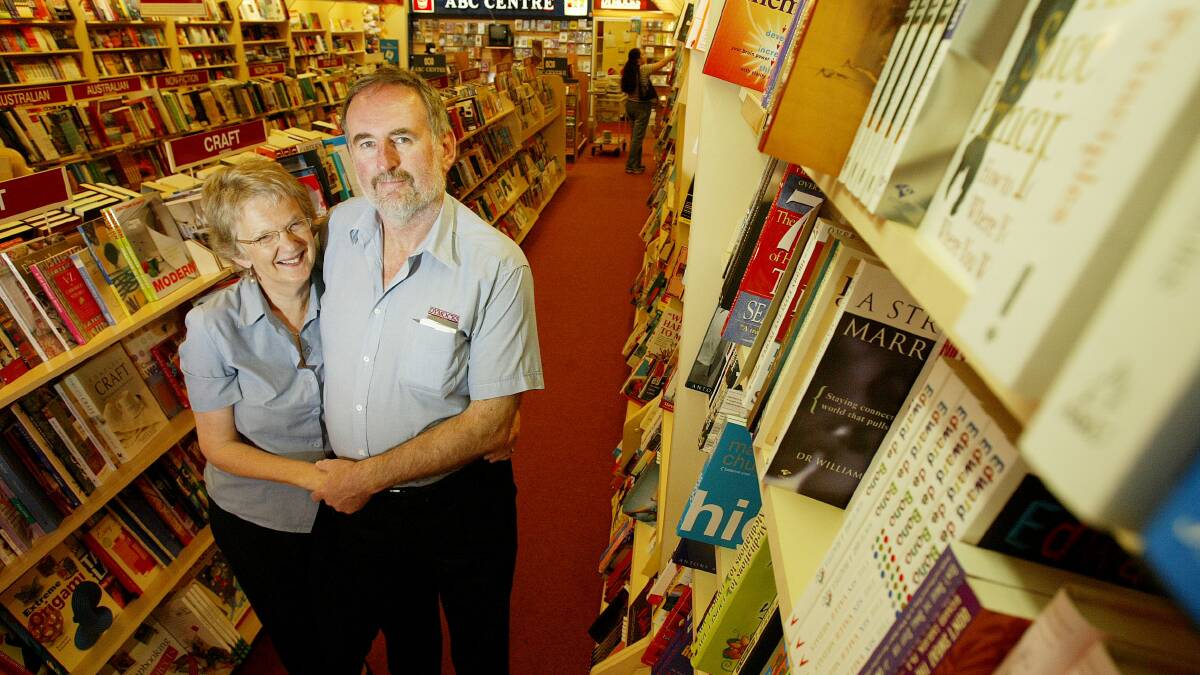 Flashback: Judith Doughty and David Lewis in 2005 at the time they took over Dymocks which was then located in Dean Street, Albury. The business moved to the Myer-Centrepoint shopping centre in 2014.