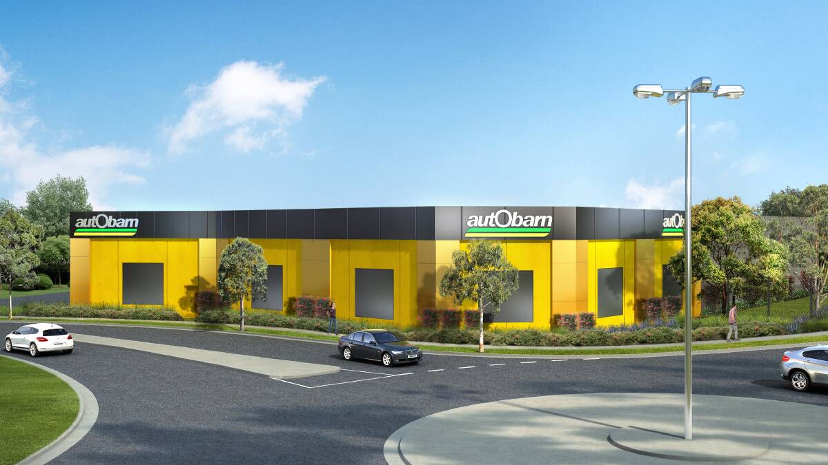 How it will look: An artist's image of the Autobarn store which will emerge near Bunnings in East Albury.