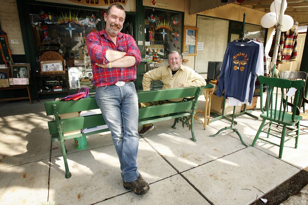 Flashback: Gary Hayward and his late partner Andy Stevens outside their Yackandandah store in 2006. Mr Hayward plans to revive the shop in the North East village. 