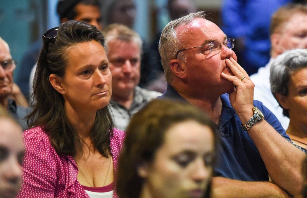 Heartbroken: Anna von Marburg and her husband Roland at an Albury Council meeting last December which discussed a municipal exclusion zone at the city's abortion clinic. Mrs von Marburg is devastated at the state applying the same measure.  