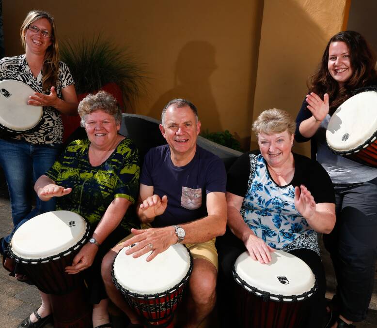 On the beat: Jenny Whytlaw (Gateway Health), Karen Purtle (Centacare), Chris Pidd and Elizabeth Reid (Lifeline) and guest speaker Kellie Stastny prepare for the Festival of Wellbeing. Picture: MARK JESSER