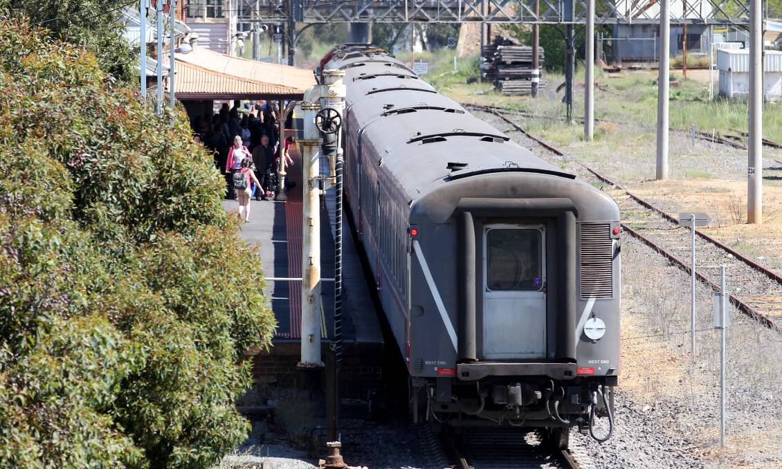Slow going: A V/Line service at Wangaratta station.
