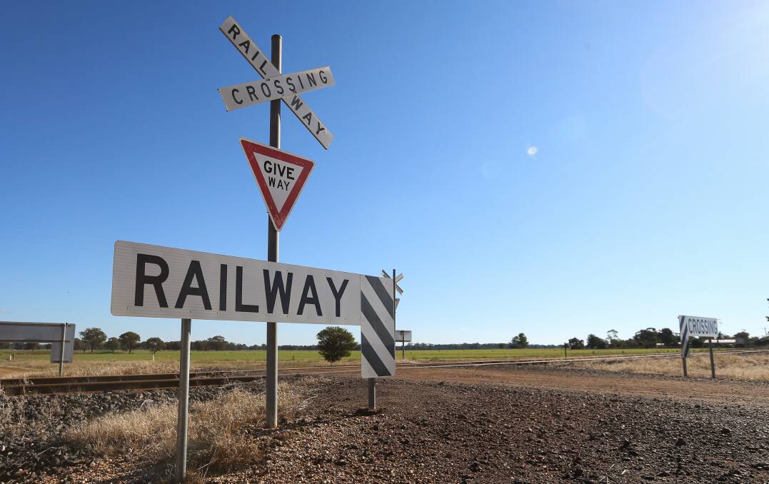 Be alert: Drivers are being urged to be especially wary around crossings on the Benalla to Oaklands railway line which is gearing up for grain trains. Picture: JAMES WILTSHIRE