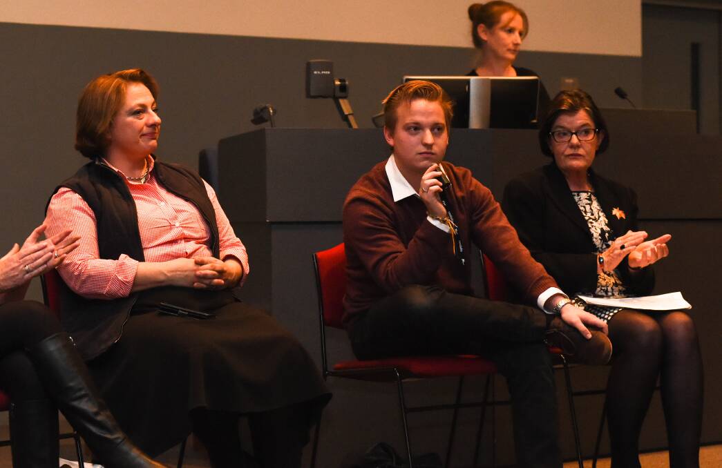 Election event: Then Liberal candidate Sophie Mirabella, Labor nominee Eric Kerr and member for Indi Cathy McGowan during a campaign debate in Wodonga last year.
