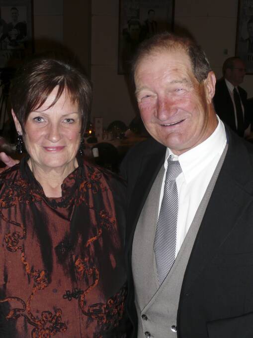 Big night: Wife Christine Clancy with Jack on the evening he was inducted into the Ovens and Murray Hall of Fame.