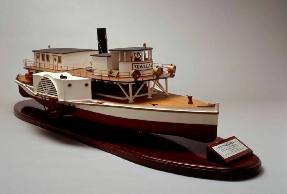 Border link: A model of the paddle steamer Wallaby which was made in 1975 and depicts the vessels which plied the Murray River in the 19th century. Picture: POWERHOUSE MUSEUM