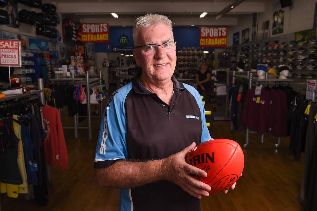 Rapt: Sport store co-proprietor Mick Hales is delighted Wodonga Council has junked its proposal to have a 20km/h shared zone along High Street. Picture: MARK JESSER